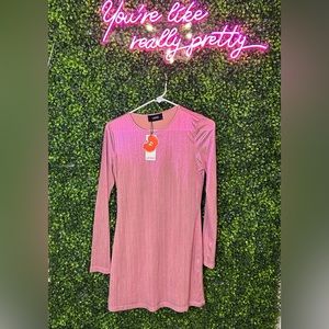Cider brand Metallic pink mini dress size L NWT
